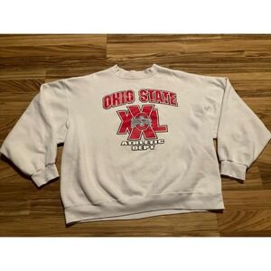 Vintage‎ Ohio State Buckeyes Sweatshirt Mens XXL White Spell Out Logo